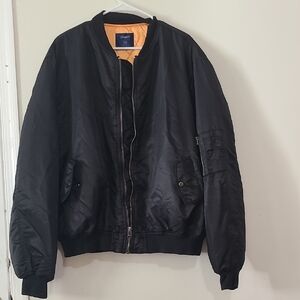 AVIDACE . Stylish Black Bomber Jacket with Orange Lining